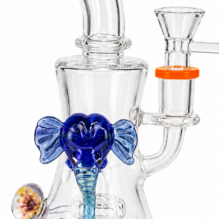 Sunset Mammoth Disc Perc Dandelion Accent Glass Bong Orange Blue Clear 10 Inch