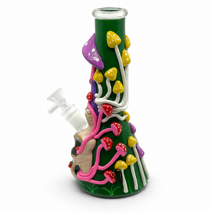 Mushroom Skull Glass Beaker Water Pipe Tobacco Hookah - 10 Inch