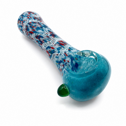 Aqua Patriot Confetti Handcraft Glass Pipe Red White Blue Swirl 4.5 inch