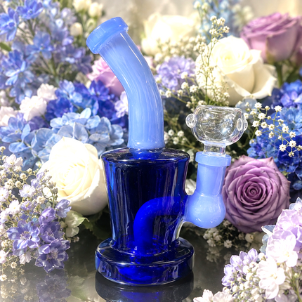 [2PC Bundle] Midnight Blue + Amber Lime Glass Bong Disc Perc 6 Inch
