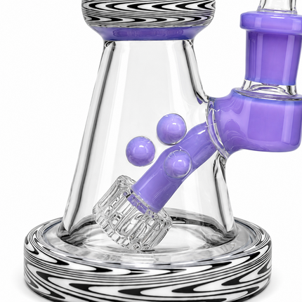 Green Purple Black Wave Glass Water Pipe Cage Percolator Bent Neck 9 inch