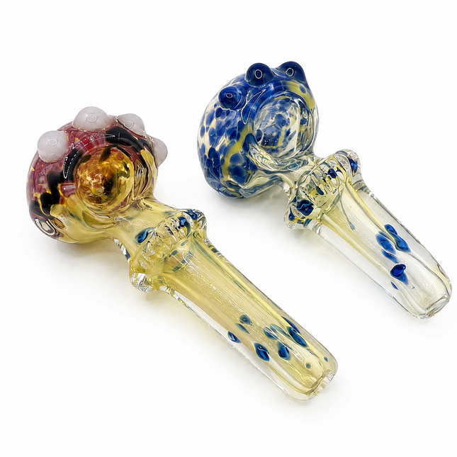 [2PC Bundle] Blueberry Crown Bubble Glass Hand Pipe Raised Dot 4.5 Inch