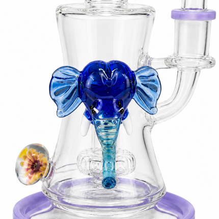 Lavender Mammoth Disc Perc Dandelion Accent Glass Bong Purple Blue Clear 10 Inch
