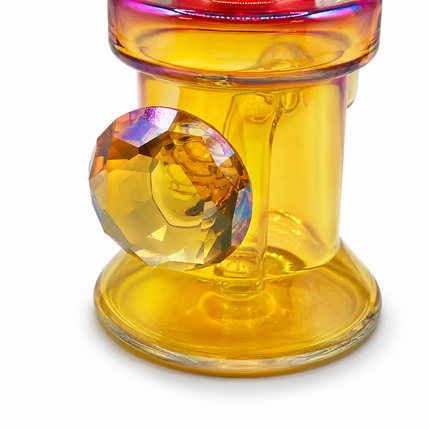 Hot Pink Yellow Diamond Mini Glass Water Pipe – 6–6.5 Inch Chrome Bong