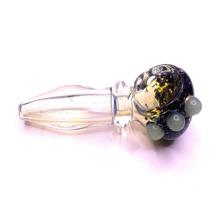 Galaxy Dot Amber Glass Spoon Pipe – 3.5 Inch Hand Pipe Deep Bowl Raised Dots