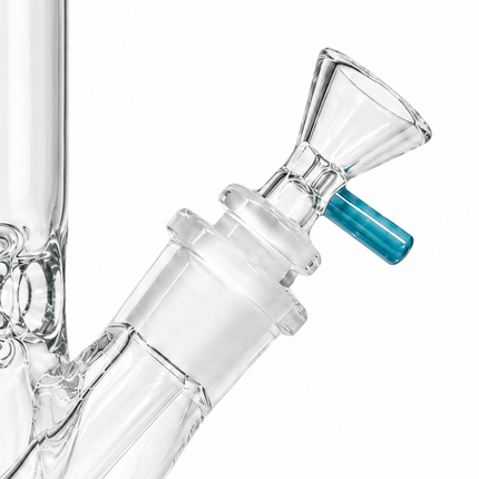 Light Blue Accent Straight Tube Glass Water Pipe Ice Catcher Downstem 10 inch