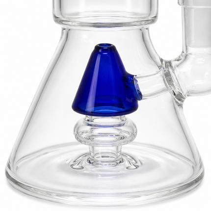 Navy Stratos Tri Cone Percolator Glass Water Pipe 14mm 7 inch
