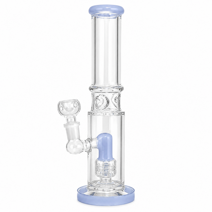 Light Blue Accent Straight Tube Glass Water Pipe Ice Catcher 14mm - 8.5 inch
