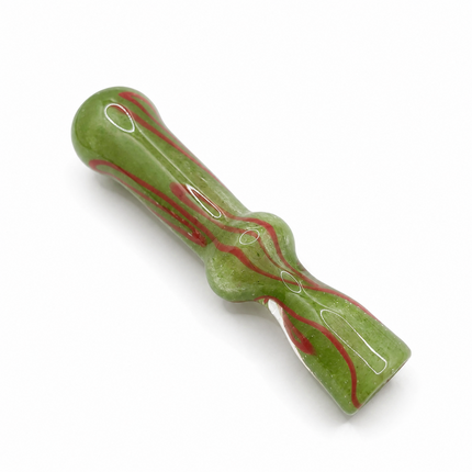 Misty Apple Handcraft Glass Chillum Pipe Green Red 3~3.5 inch