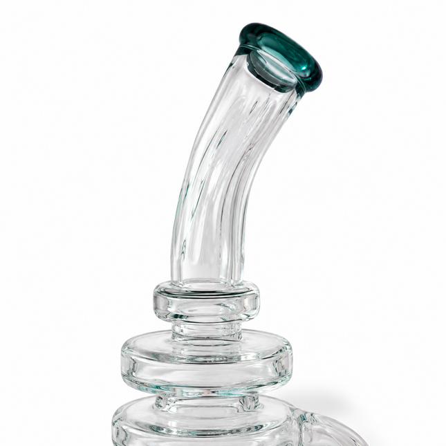 Teal Recycler Glass Water Pipe High Quality 14mm Bowl Curved Neck 11 inch