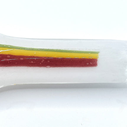 White Rasta Stripe Glass Chillum Pipe – 3 Inch One Hitter Hand Pipe