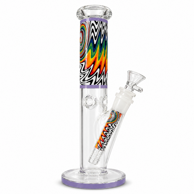 Dream Ripple Lavender Psychedelic Straight Tube Glass Bong 14mm Bowl 10 Inch