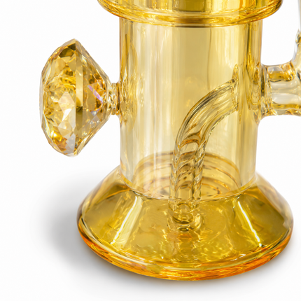 Abundance Diamond Golden Amber Mirror Chrome Glass Water Pipe 14mm Bowl 7.5 inch