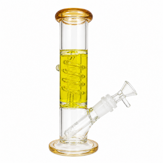 Amber Chill Freezer Ready Glycerin Glass Water Pipe 14mm Bowl 8.5 inch