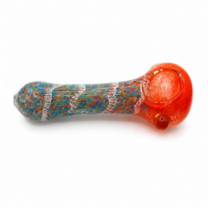Sunset Rainbow Confetti Handcraft Glass Pipe Orange Multicolor Swirl 4.5 inch