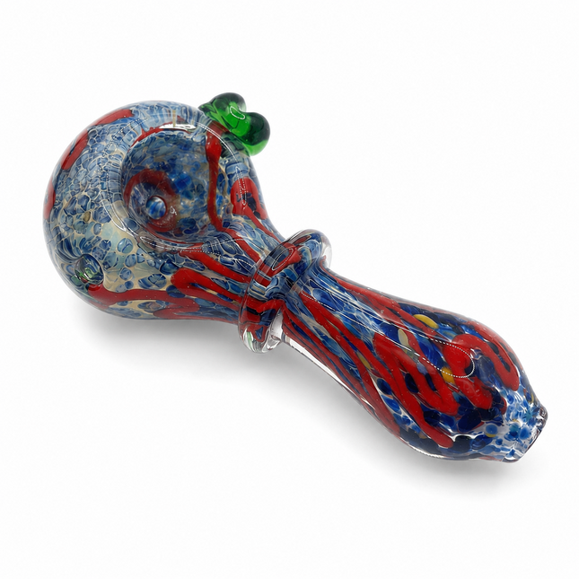 Crimson Reef Handcraft Glass Pipe Red Blue Art Glass 4-4.5 inch