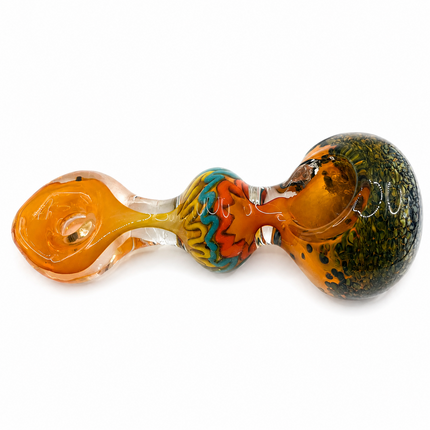 Amber Donut Glass Spoon Pipe Color Swirl Accent 5 Inch Hand Pipe