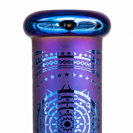 Nebula Mandala Blue Purple Chrome Ice Catcher Glass Water Pipe 14mm - 10 Inch