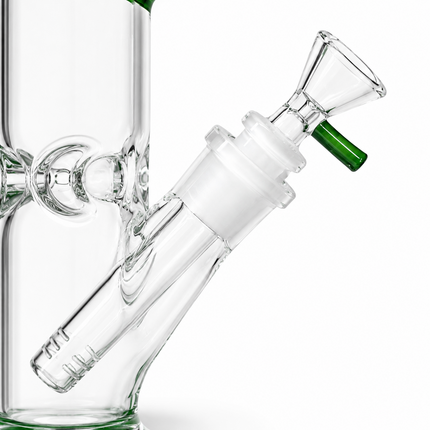 Dark Green Accent Straight Tube Glass Water Pipe Ice Catcher Downstem 10 inch