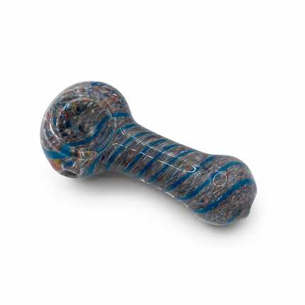 4 PC Glass Spoon Hand Pipe Multicolor Spiral Stripe Assorted Designs - 3 inch