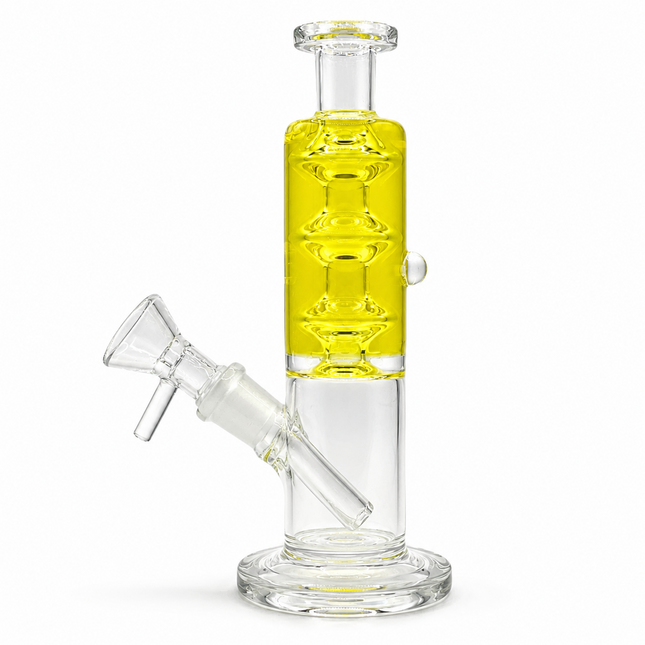 Yellow Glycerin Freezer Liquid Glass Bong – 7 Inch with Cooling Chamber