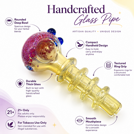 Ghost Red Crackle Glass Spoon Pipe with Spiral Ring Handle - 4-4.5 inch