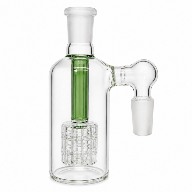Green 14mm Glass Ash Catcher Cage Percolator Clear 4.75 inch