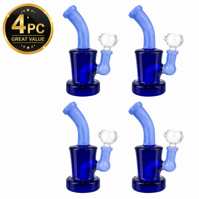 [4PC Bundle] Blue Frost Drum Body Disc Perc Water Pipe 14mm 6 inch