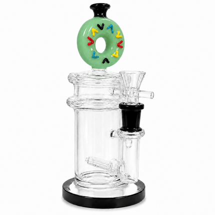 Light Green Donut Diffuser Percolator Glass Water Pipe 14mm Bowl 8.5 inches