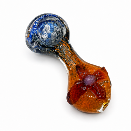 [2PC Bundle] Sunset Bloom Flower Accent Glass Hand Pipes Assorted Colors 4 Inch