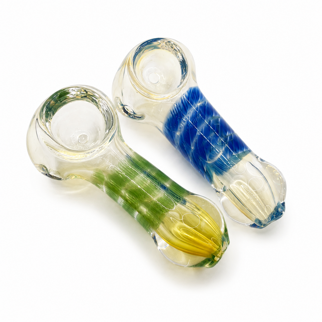 [2PC Bundle] Ocean Grove Duo Handcraft Glass Pipes Green Blue Yellow 3 inch