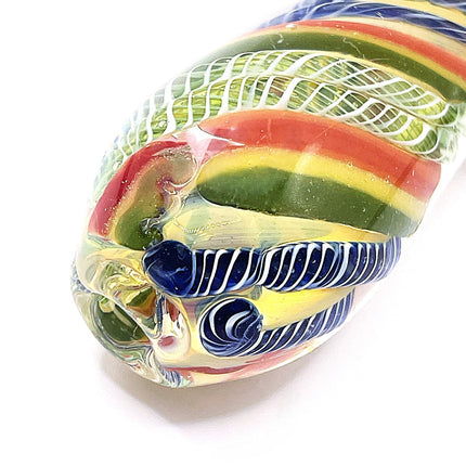 Rainbow Lattice Glass Spoon Pipe – 4 Inch Hand Pipe Deep Bowl