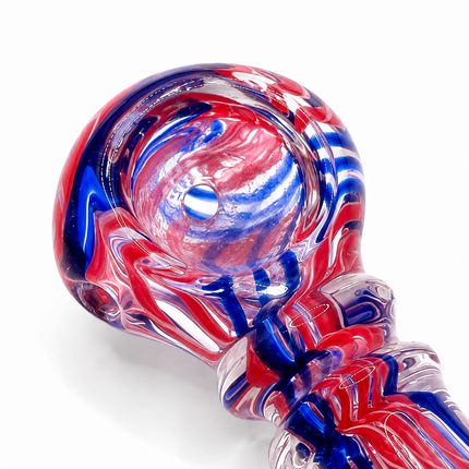 [2PC Bundle] Berry Ice Glass Hand Pipes Red Blue Aqua Swirl 3 Inch