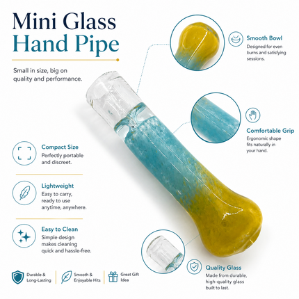 Coastal Gold Handcraft Glass Chillum Pipe Aqua Yellow Gradient 3~3.5 inch
