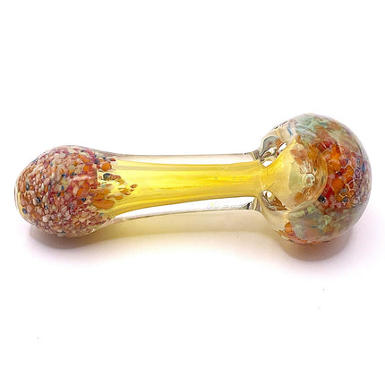 Pastel Confetti Bowl Glass Spoon Pipe with Yellow Handle – 4 Inch Hand Pipe