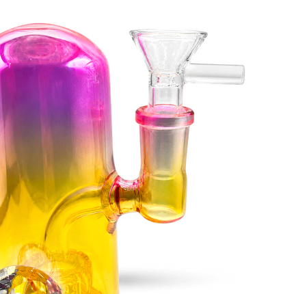 Princess Chrome Pink Glass Bong with Diamond Centerpiece – 7.5 Inch w/ 14mm bowl