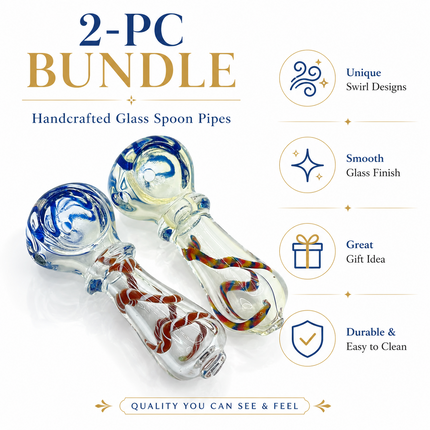 [2PC Bundle] Sapphire Caramel Coil Handcraft Glass Pipes 3 inch