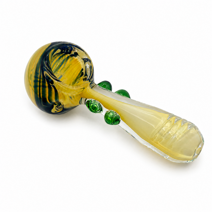 Golden Garden Swirl Thick Glass Spoon Hand Pipe - 4.5 Inch