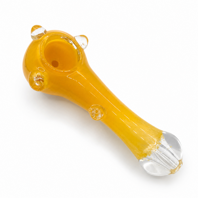 Sunburst Bubble Accent Glass Spoon Pipe – 4.5 Inch Yellow Hand Pipe