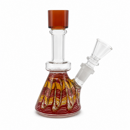 Amber Sunset Swirl 14mm Mini Beaker Glass Water Pipe Straight Neck