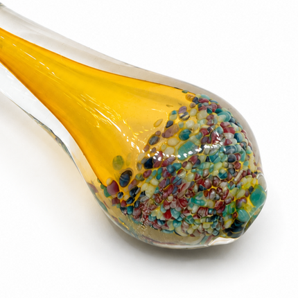 Teal Picasso Glass Spoon Pipe Multicolor Confetti Accents - 4.5 inch