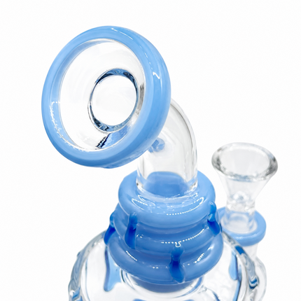 Blue Beehive Percolator 14mm Glass Bong with Bent Neck - 10 inch