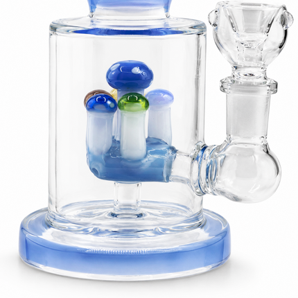 Light Blue Mushroom Garden Percolator Glass Bong – 7 In Water Pipe Gift For Her