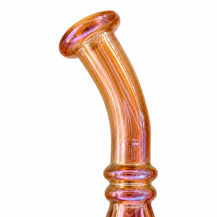Red Mirror Chrome Bent Neck Beaker Glass Water Pipe 14mm Bowl 8 Inches