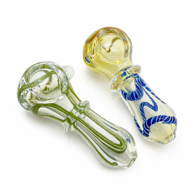 [2PC Bundle] Emerald Gold Fade Handcraft Glass Pipes 3 inch