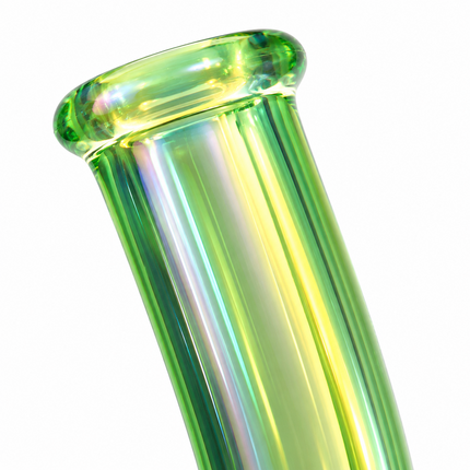 Green Mirror Chrome Bent Neck Glass Water Pipe Removable Bowl 10 inch