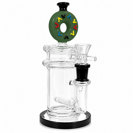 Dark Green Donut Diffuser Percolator Glass Water Pipe 14mm Bowl 8.5 inches