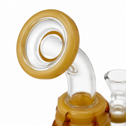 Honey Beehive Percolator 14mm Glass Bong Bent Neck Bee Design - 10 inch