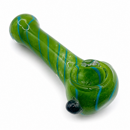 Emerald Green Spiral Glass Spoon Pipe with Black Accent – 4.5 Inch Hand Pipe