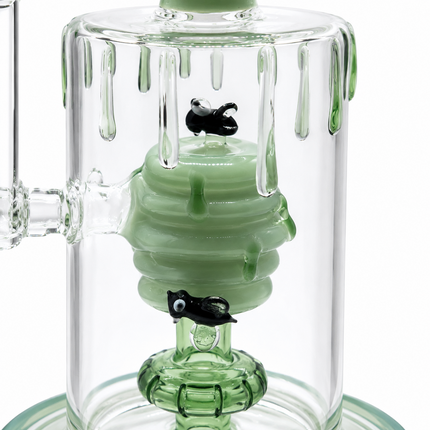 Mint Green Beehive Percolator 14mm Glass Bong with Bent Neck - 10 inch